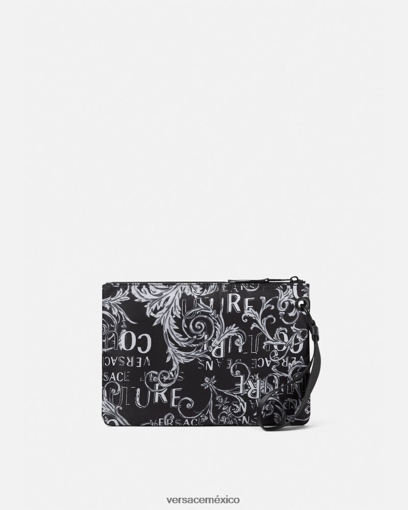 Versace bolso de mano Couture con doble logo y emblema en V negro y gris accesorios hombres 84626J2496