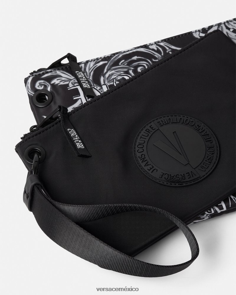 Versace bolso de mano Couture con doble logo y emblema en V negro y gris accesorios hombres 84626J2496