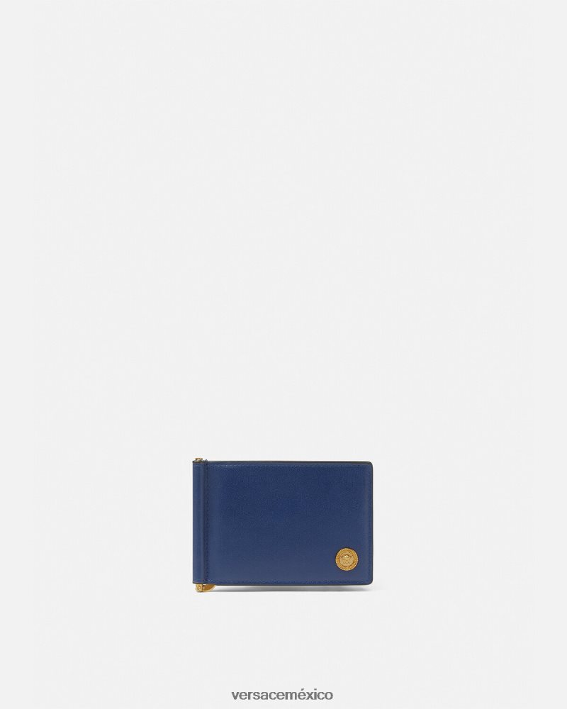 Versace cartera plegable con clip Medusa Biggie azul accesorios hombres 84626J1632