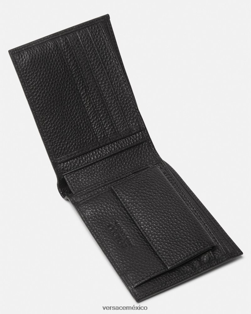 Versace cartera plegable con logo negro accesorios hombres 84626J2476