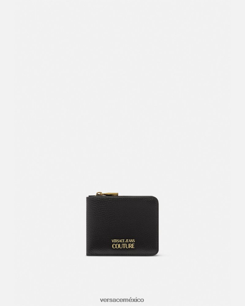 Versace cartera plegable con logo y broche negro accesorios hombres 84626J2474