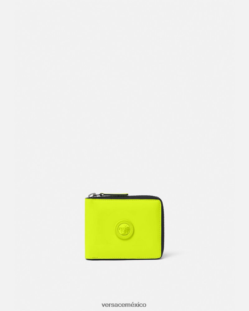 Versace cartera plegable con medusa biggie amarillo accesorios hombres 84626J1641