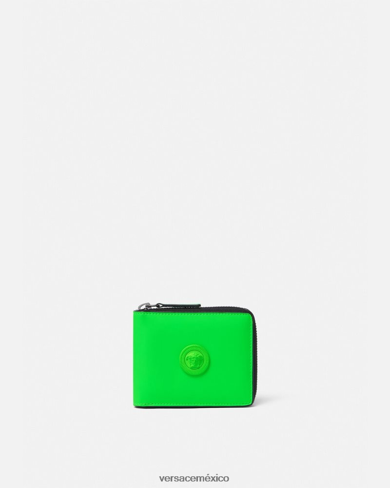 Versace cartera plegable con medusa biggie verde accesorios hombres 84626J1642