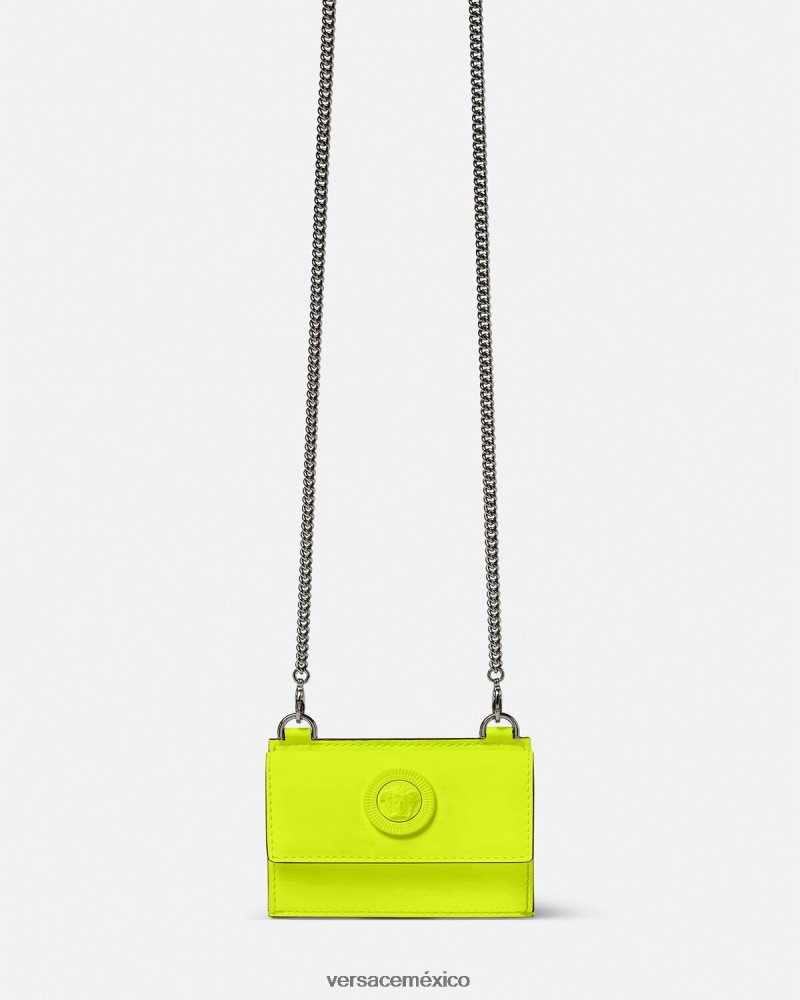 Versace tarjetero con medusa biggie amarillo accesorios hombres 84626J1645