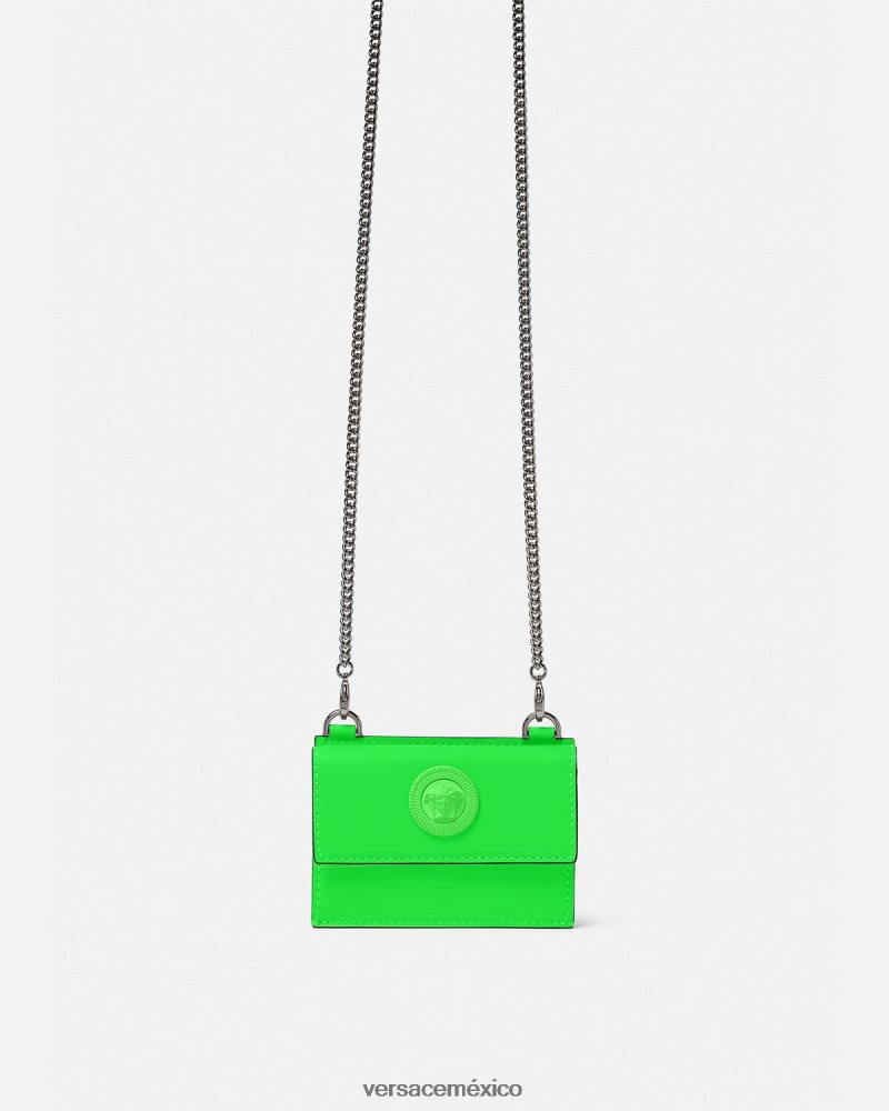 Versace tarjetero con medusa biggie verde accesorios hombres 84626J1644