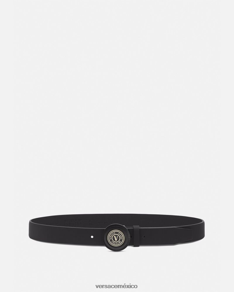Versace cinturón con emblema en V negro accesorios hombres 84626J2484