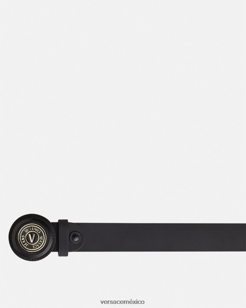 Versace cinturón con emblema en V negro accesorios hombres 84626J2484
