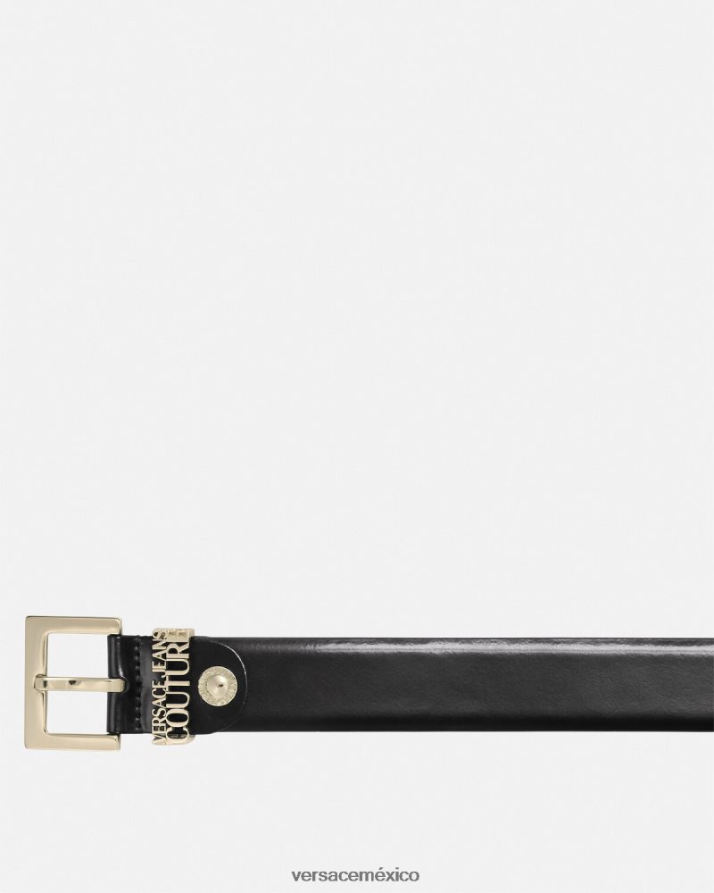 Versace cinturón con logo oro negro accesorios hombres 84626J2479