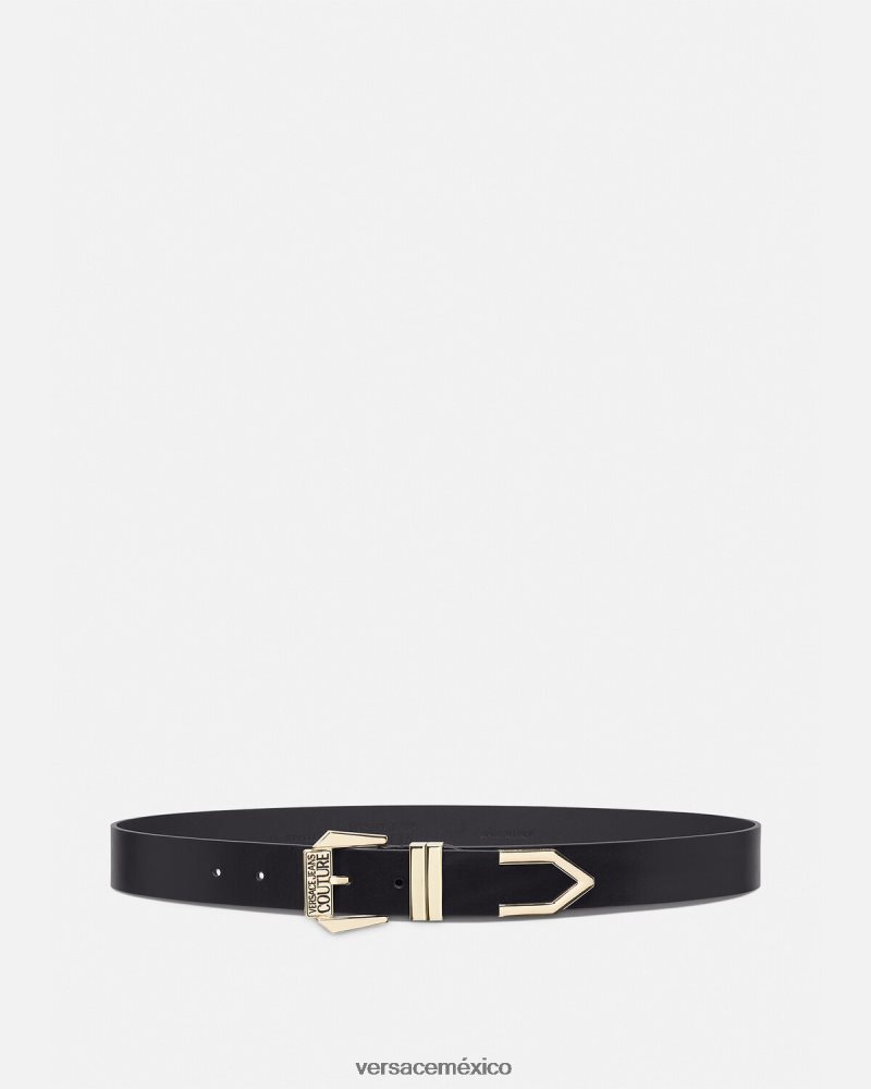 Versace cinturón con logo oro negro accesorios hombres 84626J2499