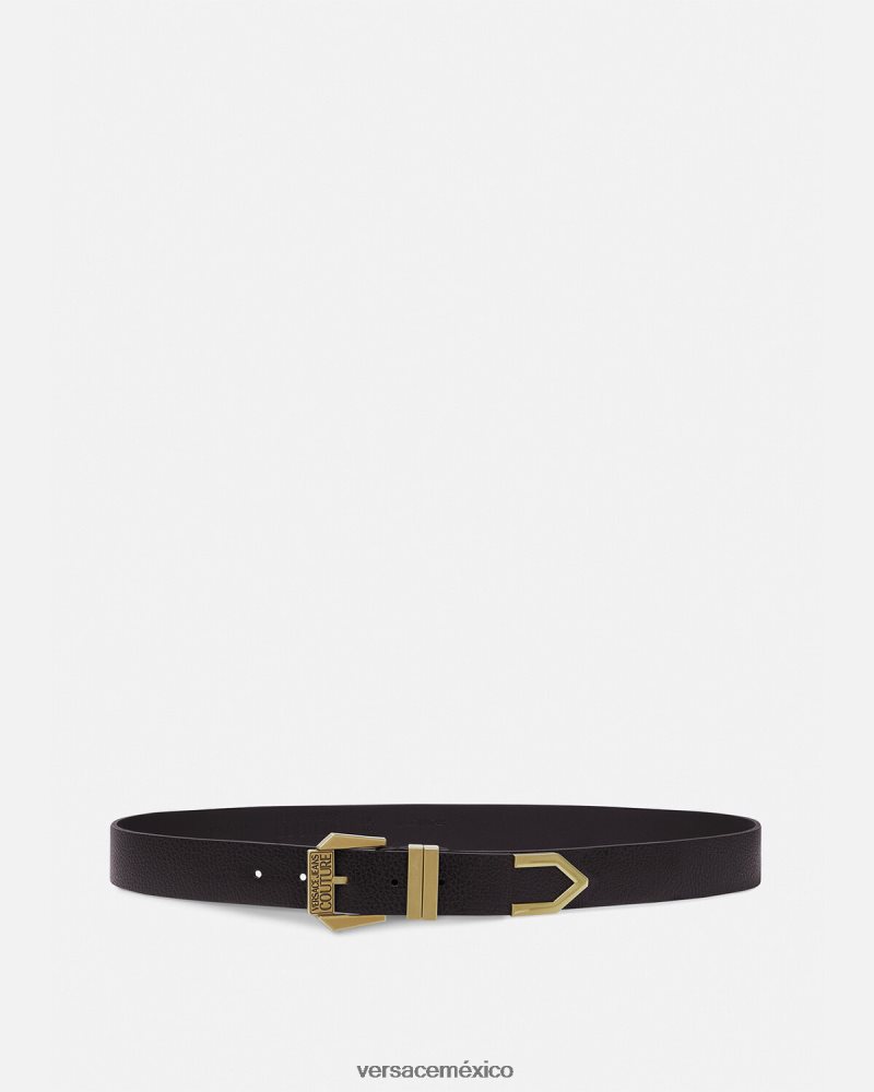 Versace cinturón con logo oro negro accesorios hombres 84626J2500