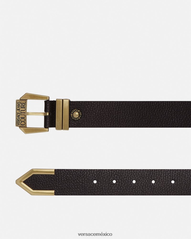 Versace cinturón con logo oro negro accesorios hombres 84626J2500