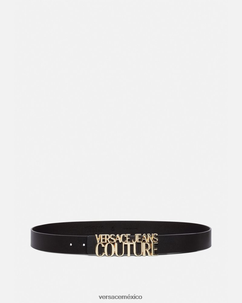Versace cinturón con logo y letras oro y negro accesorios hombres 84626J2477