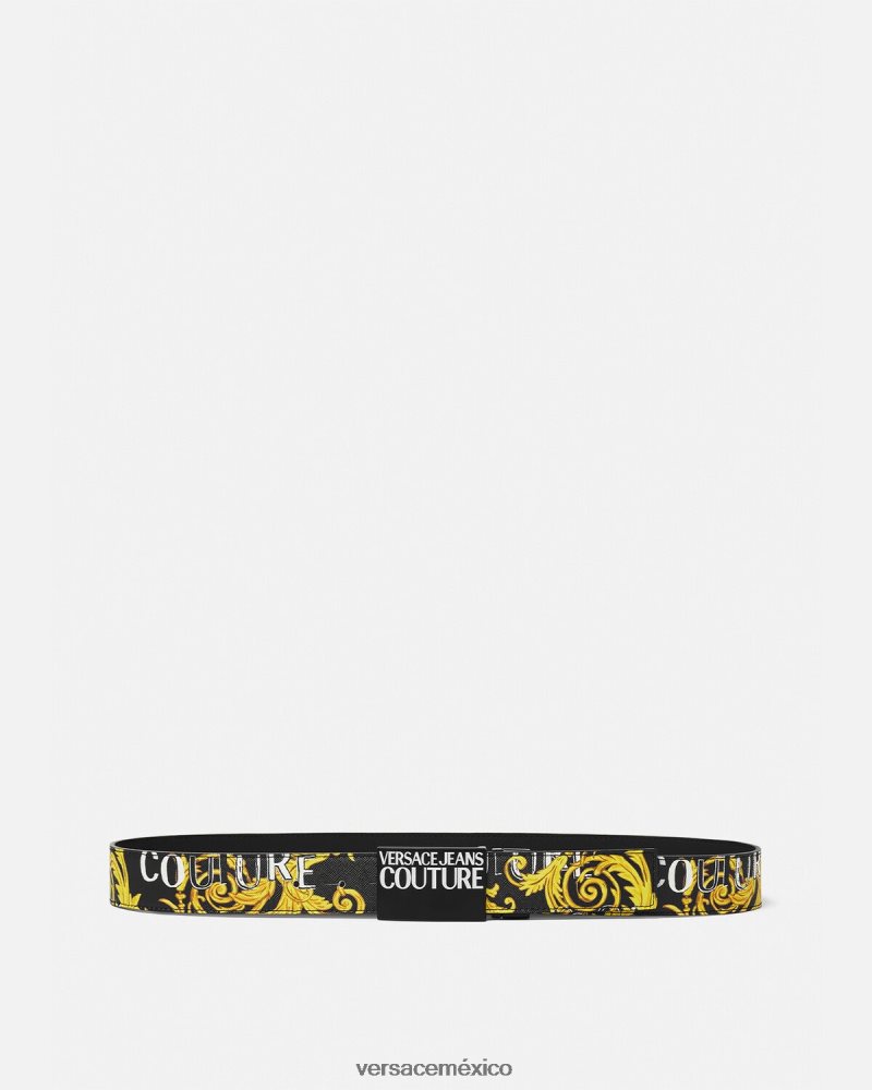 Versace cinturón de alta costura con logo reversible oro negro accesorios hombres 84626J2505