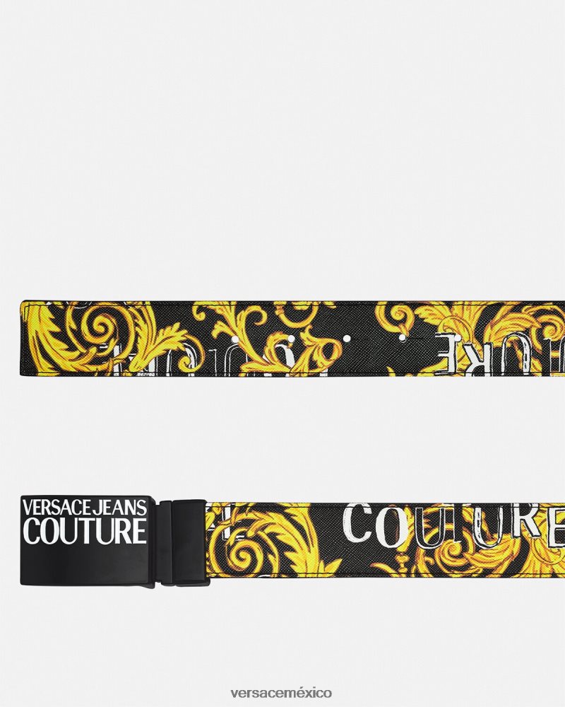 Versace cinturón de alta costura con logo reversible oro negro accesorios hombres 84626J2505