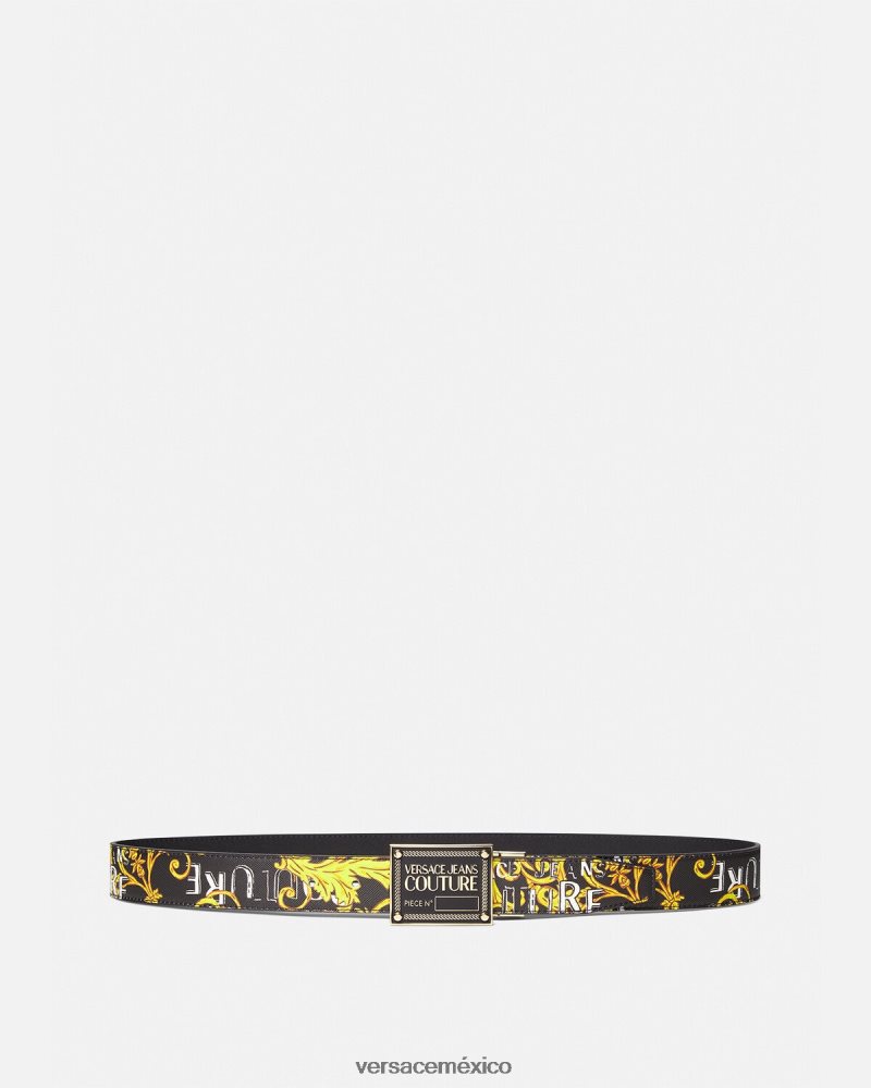 Versace cinturón de alta costura con logo reversible oro negro accesorios hombres 84626J2506