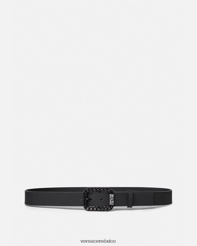 Versace cinturón de cadena a tono negro accesorios hombres 84626J2501
