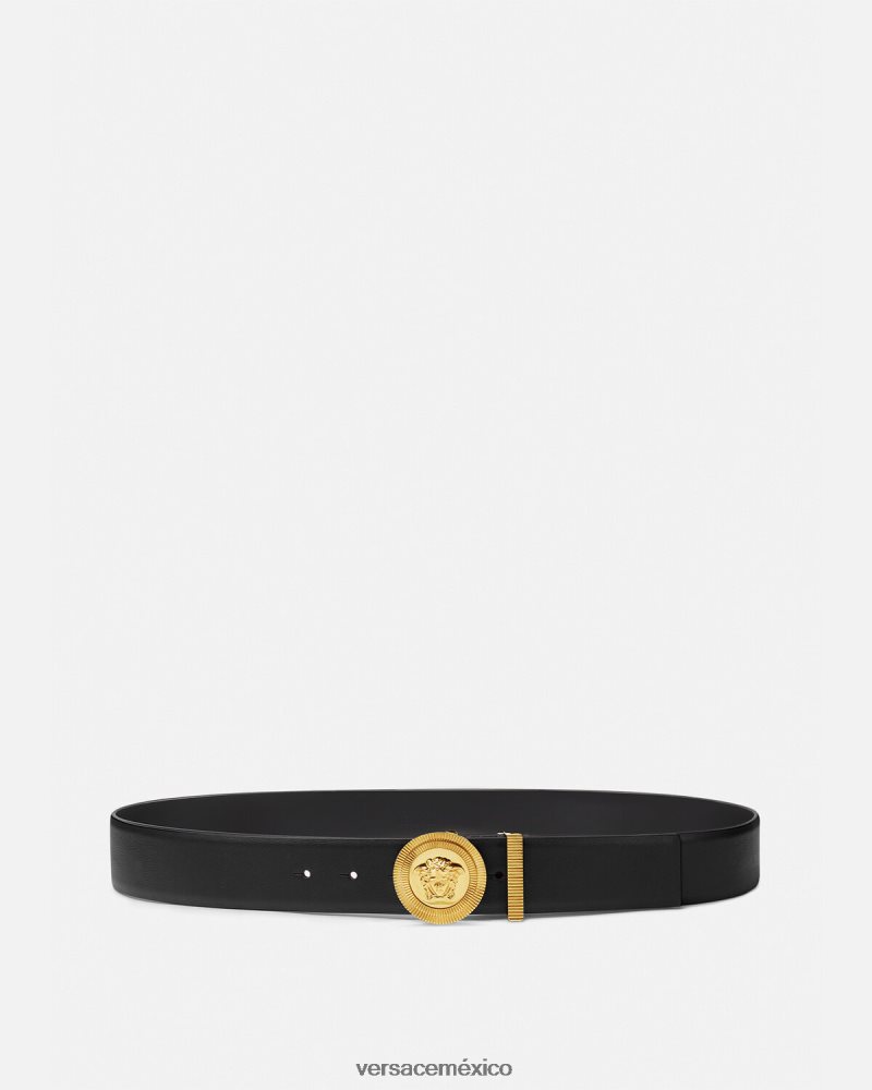 Versace cinturón de cuero con medusa biggie negro accesorios hombres 84626J1611
