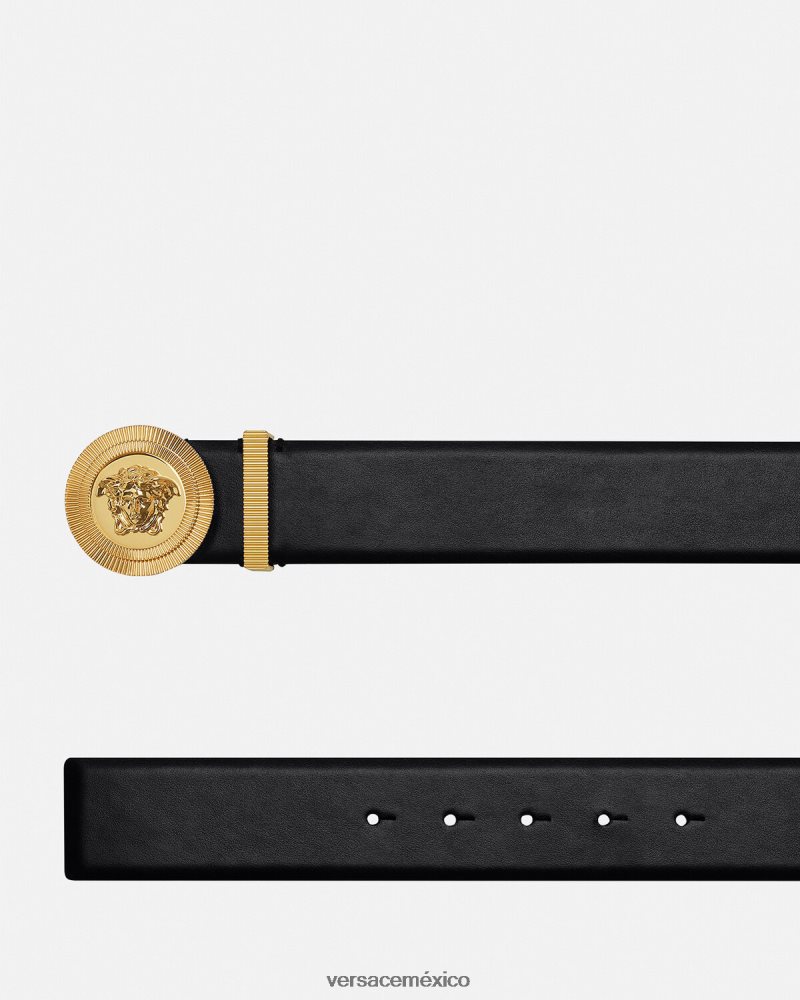 Versace cinturón de cuero con medusa biggie negro accesorios hombres 84626J1611