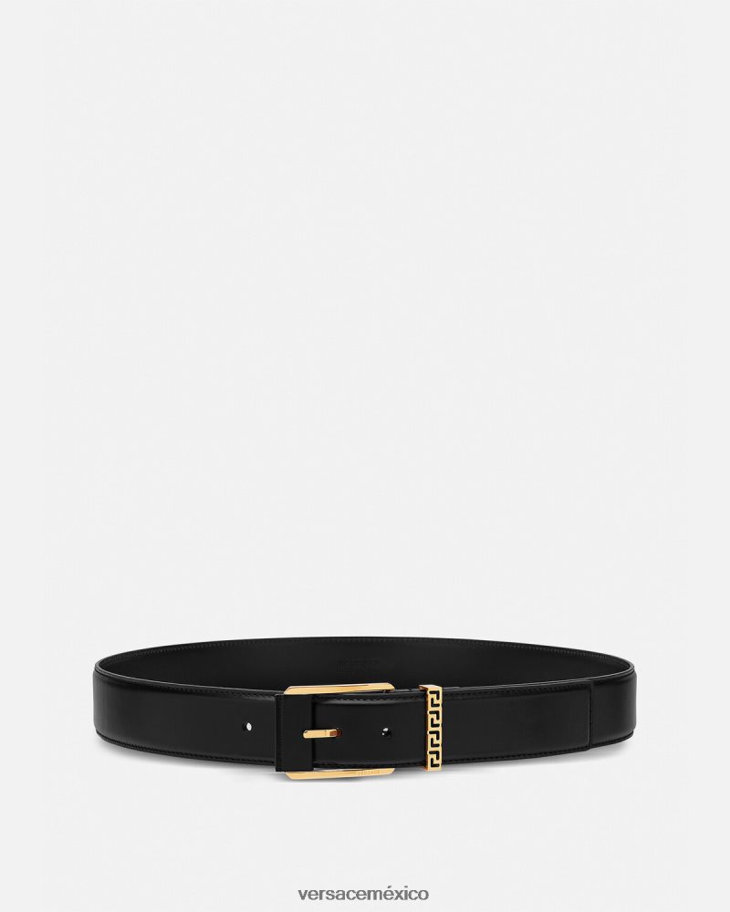 Versace cinturón de piel con detalle de Greca negro accesorios hombres 84626J1615