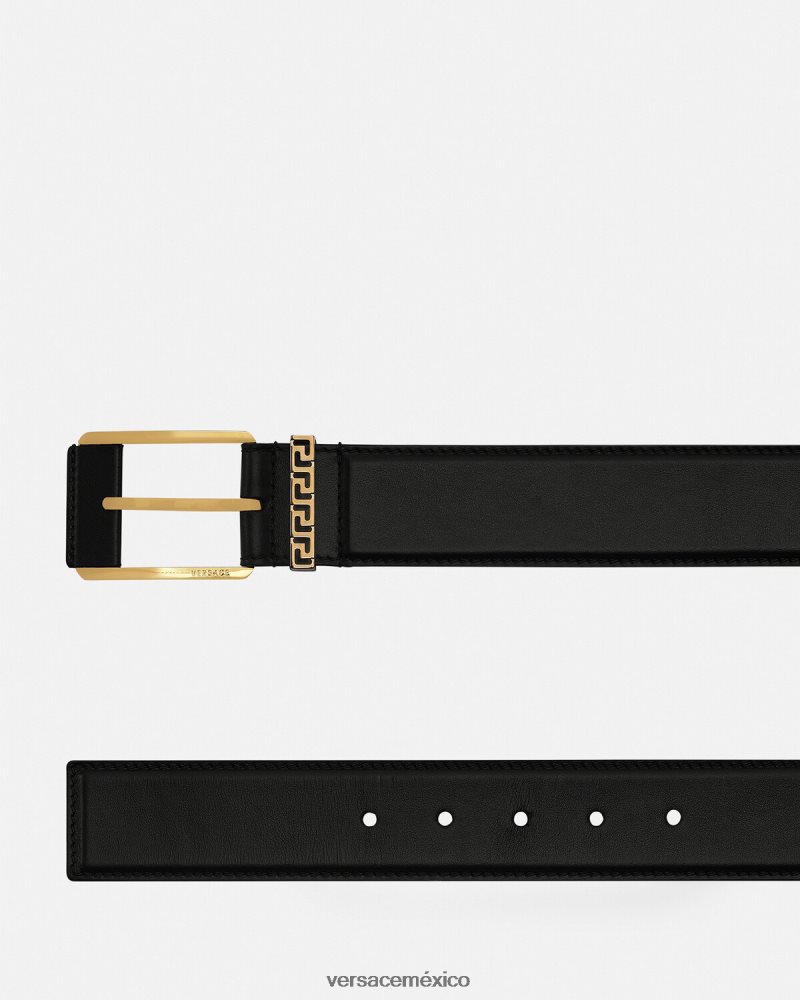 Versace cinturón de piel con detalle de Greca negro accesorios hombres 84626J1615