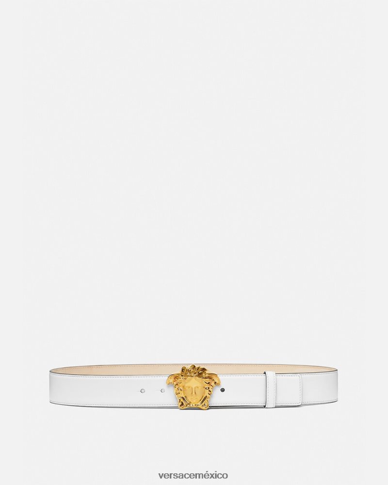 Versace cinturón de piel de medusa Oro blanco accesorios hombres 84626J1622