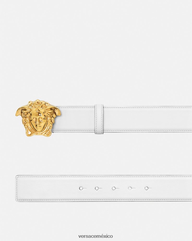 Versace cinturón de piel de medusa Oro blanco accesorios hombres 84626J1622