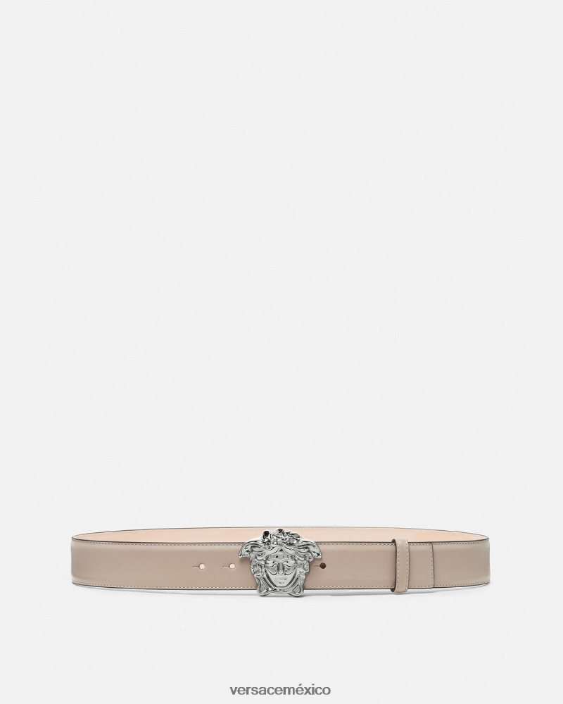 Versace cinturón de piel de medusa beige accesorios hombres 84626J1614