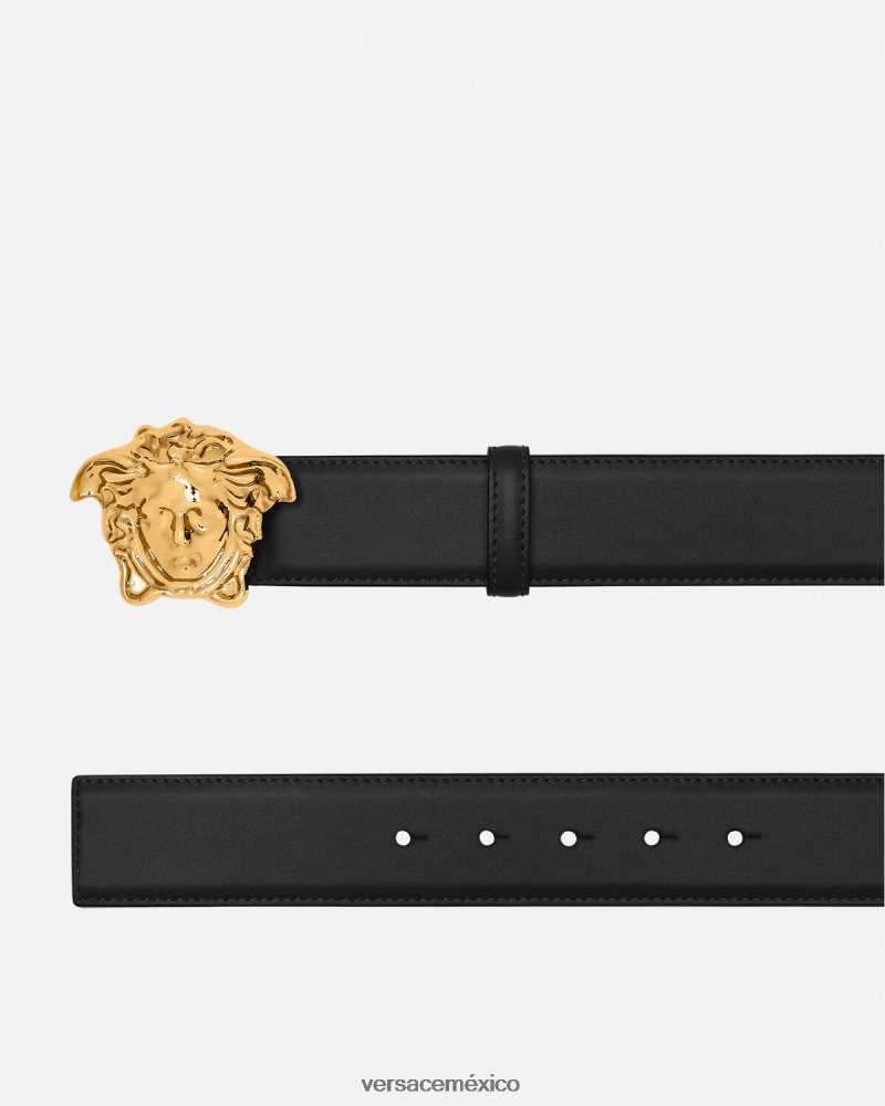 Versace cinturón de piel de medusa negro accesorios hombres 84626J1620