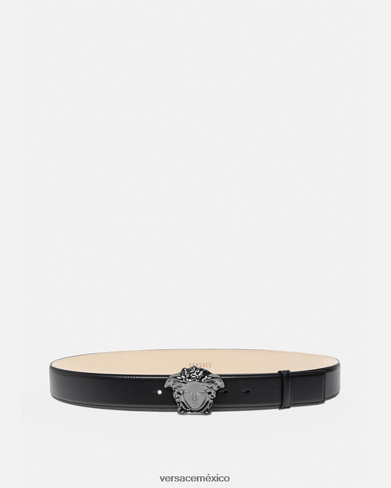 Versace cinturón de piel de medusa negro accesorios hombres 84626J1621