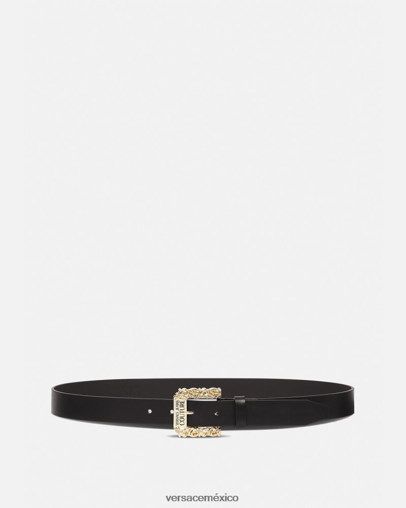 Versace cinturón fino barroco negro accesorios hombres 84626J2481