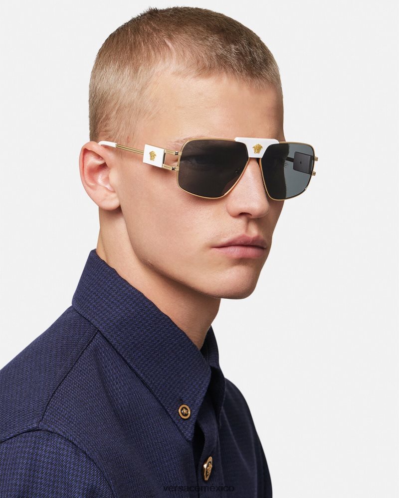 Versace gafas de sol de aviador de proyecto especial blanco accesorios hombres 84626J1682