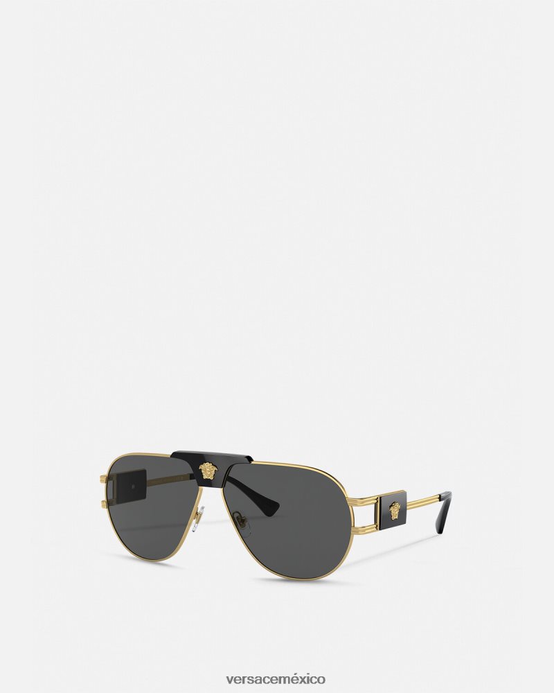 Versace gafas de sol de aviador de proyecto especial negro accesorios hombres 84626J1667