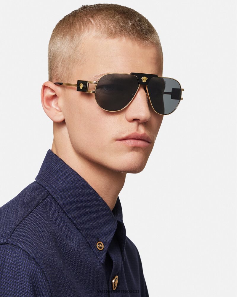 Versace gafas de sol de aviador de proyecto especial negro accesorios hombres 84626J1667