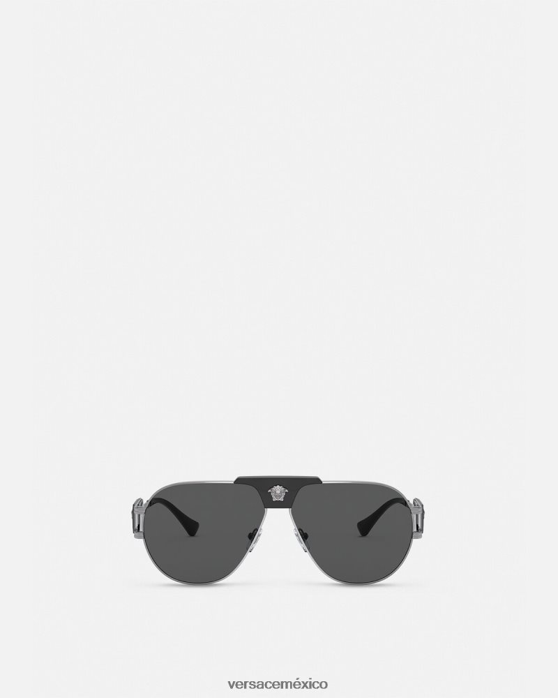 Versace gafas de sol de aviador de proyecto especial negro accesorios hombres 84626J1668