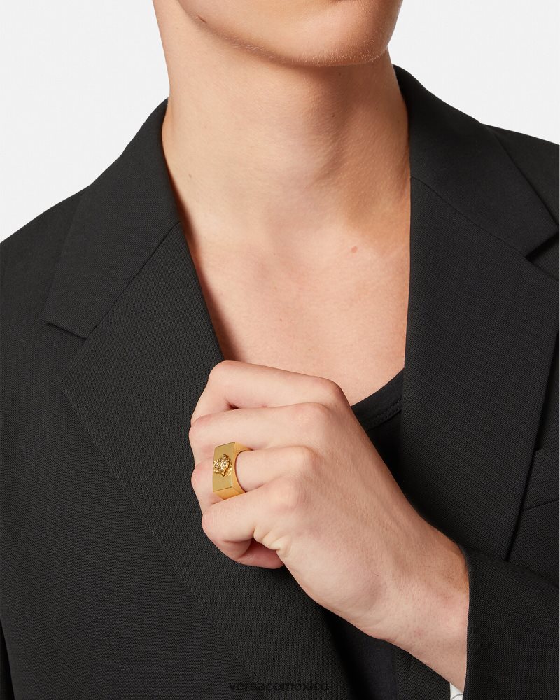 Versace anillo con logo de medusa oro accesorios hombres 84626J1694