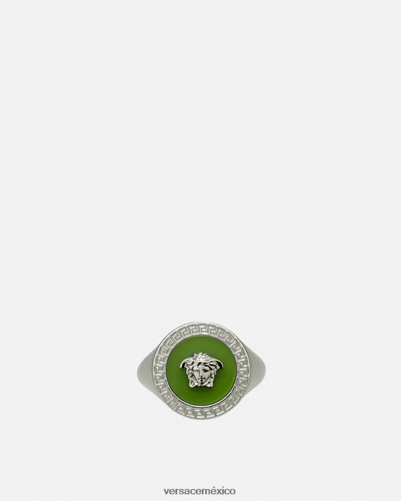 Versace anillo de medusa esmaltado verde accesorios hombres 84626J1684