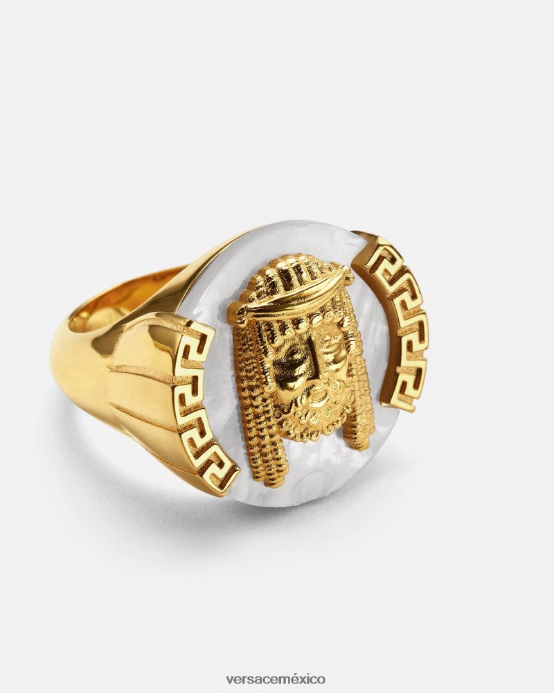 Versace anillo de nácar la maschera blanco accesorios hombres 84626J1695