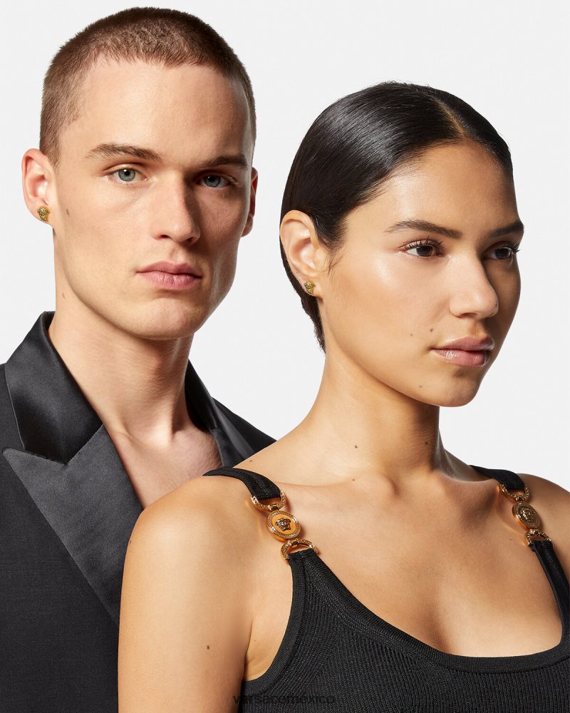 Versace pendientes de medusa oro cálido accesorios hombres 84626J1689
