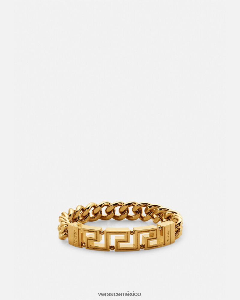 Versace pulsera de cadena con greca oro accesorios hombres 84626J1685