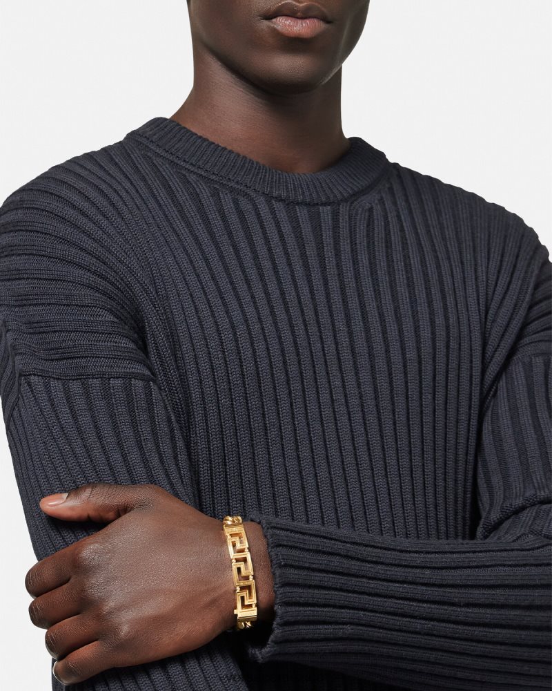 Versace pulsera de cadena con greca oro accesorios hombres 84626J1685