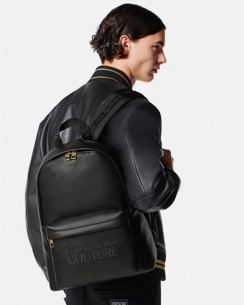 Versace mochila con logo negro accesorios hombres 84626J2472