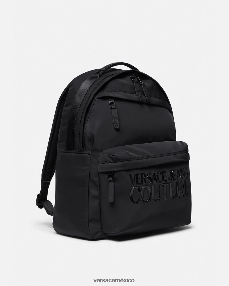 Versace mochila de alta costura con logo negro accesorios hombres 84626J2490