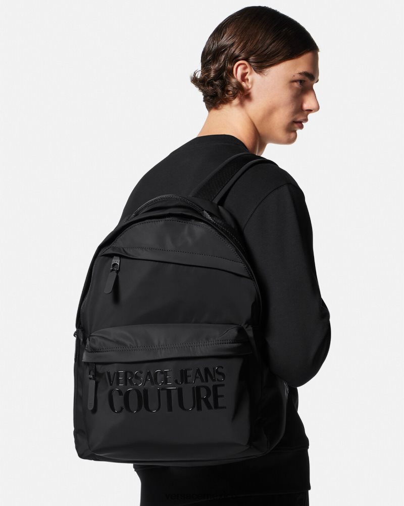Versace mochila de alta costura con logo negro accesorios hombres 84626J2490