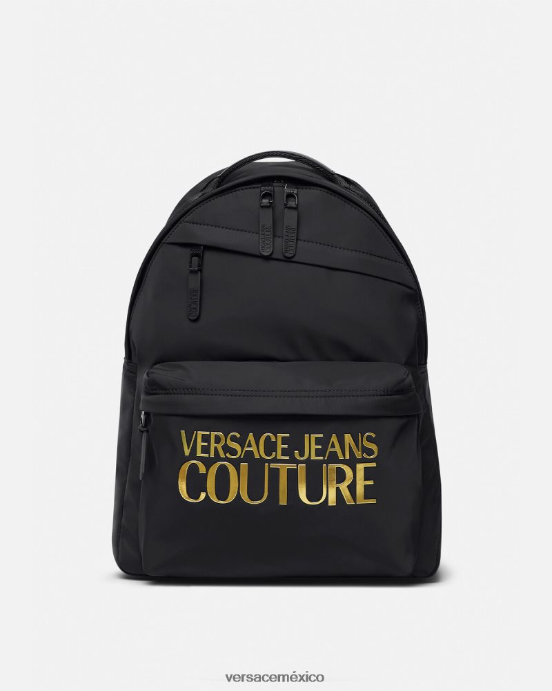 Versace mochila de alta costura con logo oro negro accesorios hombres 84626J2492