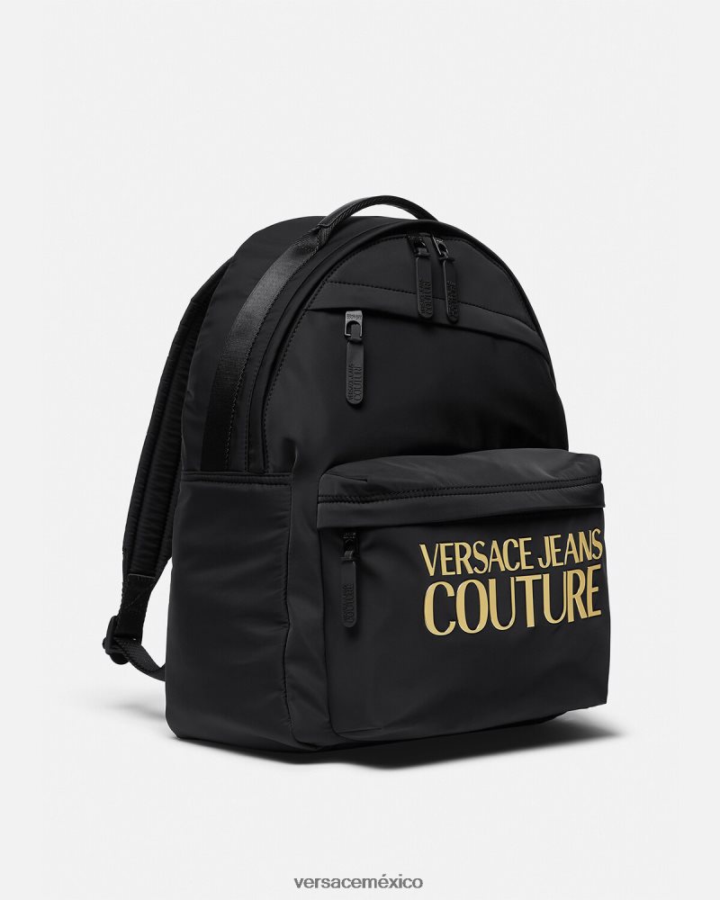 Versace mochila de alta costura con logo oro negro accesorios hombres 84626J2492