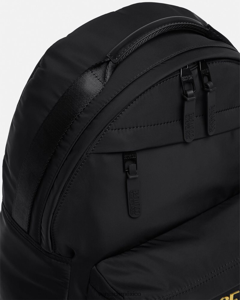 Versace mochila de alta costura con logo oro negro accesorios hombres 84626J2492
