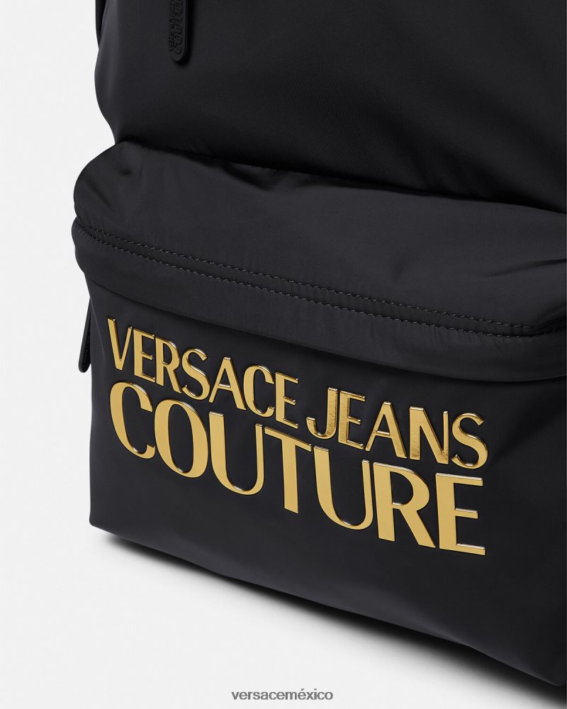 Versace mochila de alta costura con logo oro negro accesorios hombres 84626J2492