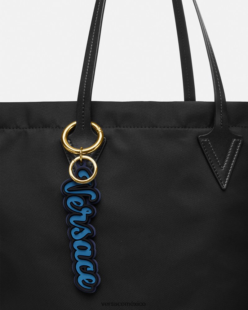 Versace llavero de silicona con logo universitario azul accesorios hombres 84626J1655