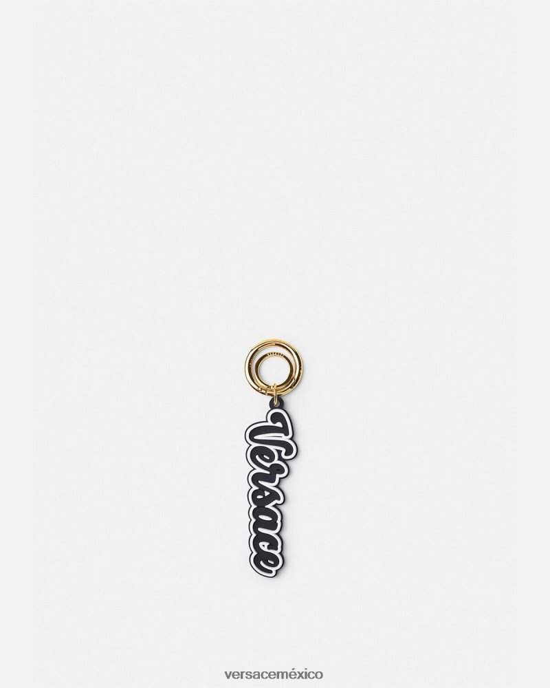 Versace llavero de silicona con logo universitario negro accesorios hombres 84626J1665