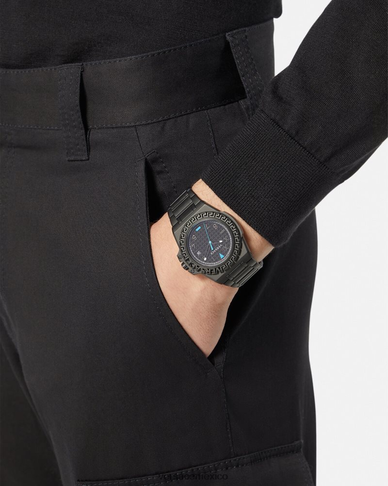 Versace reloj de reacción de greca negro accesorios hombres 84626J1711